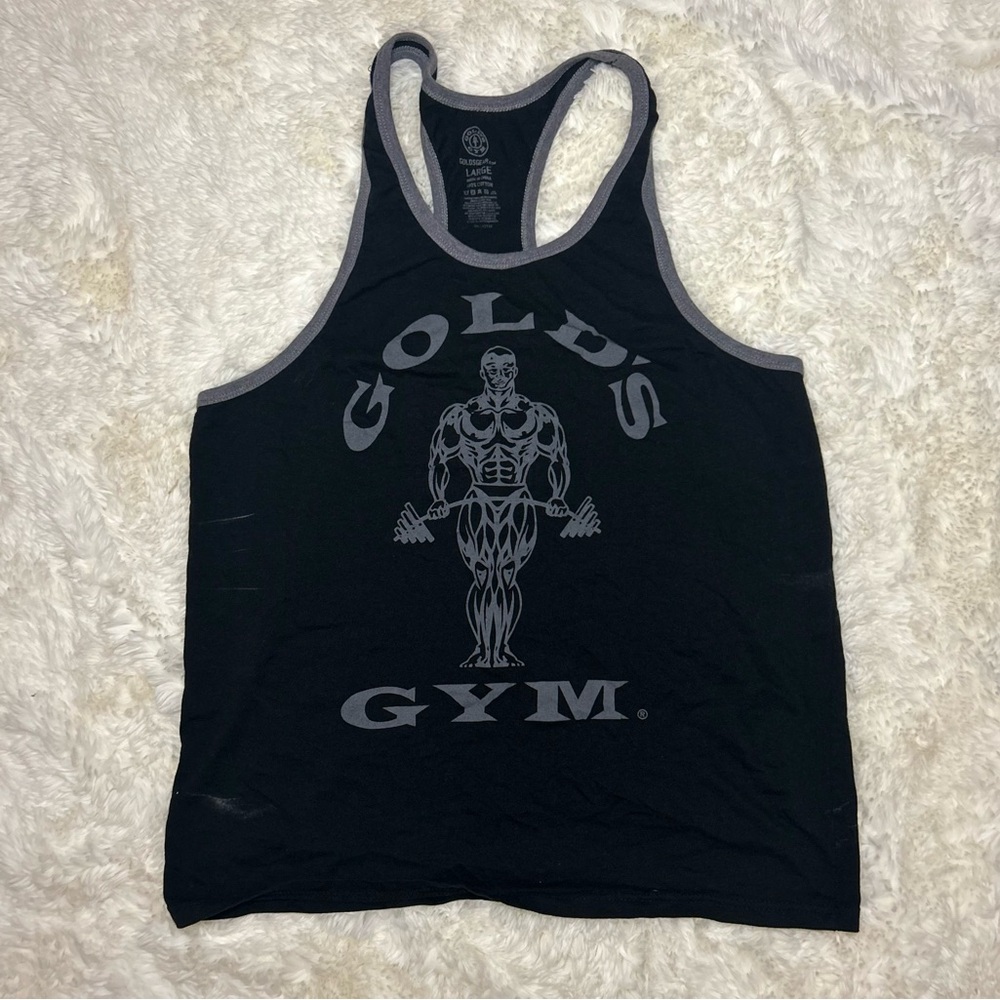 Official Golds gym apparel stringer tank top Size L only used a few times black